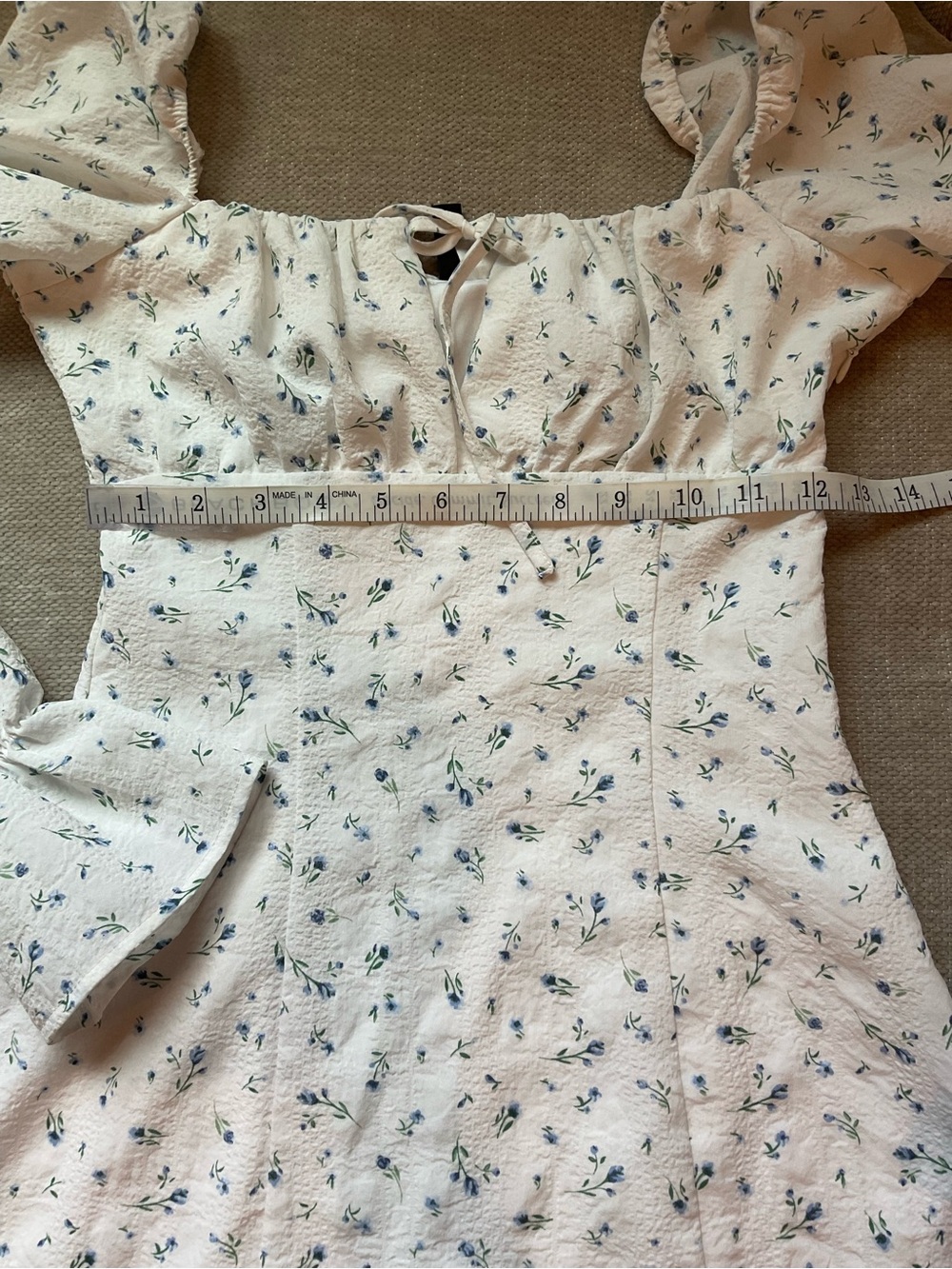 H&M Divided White with Blue Floral Square-Neck Mini Dress - Picture 8 of 14